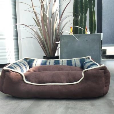 Wholesale Hot Amazon Functional Coffee Non-Slip Soft Deep Sleep Square Pet Cat Bed